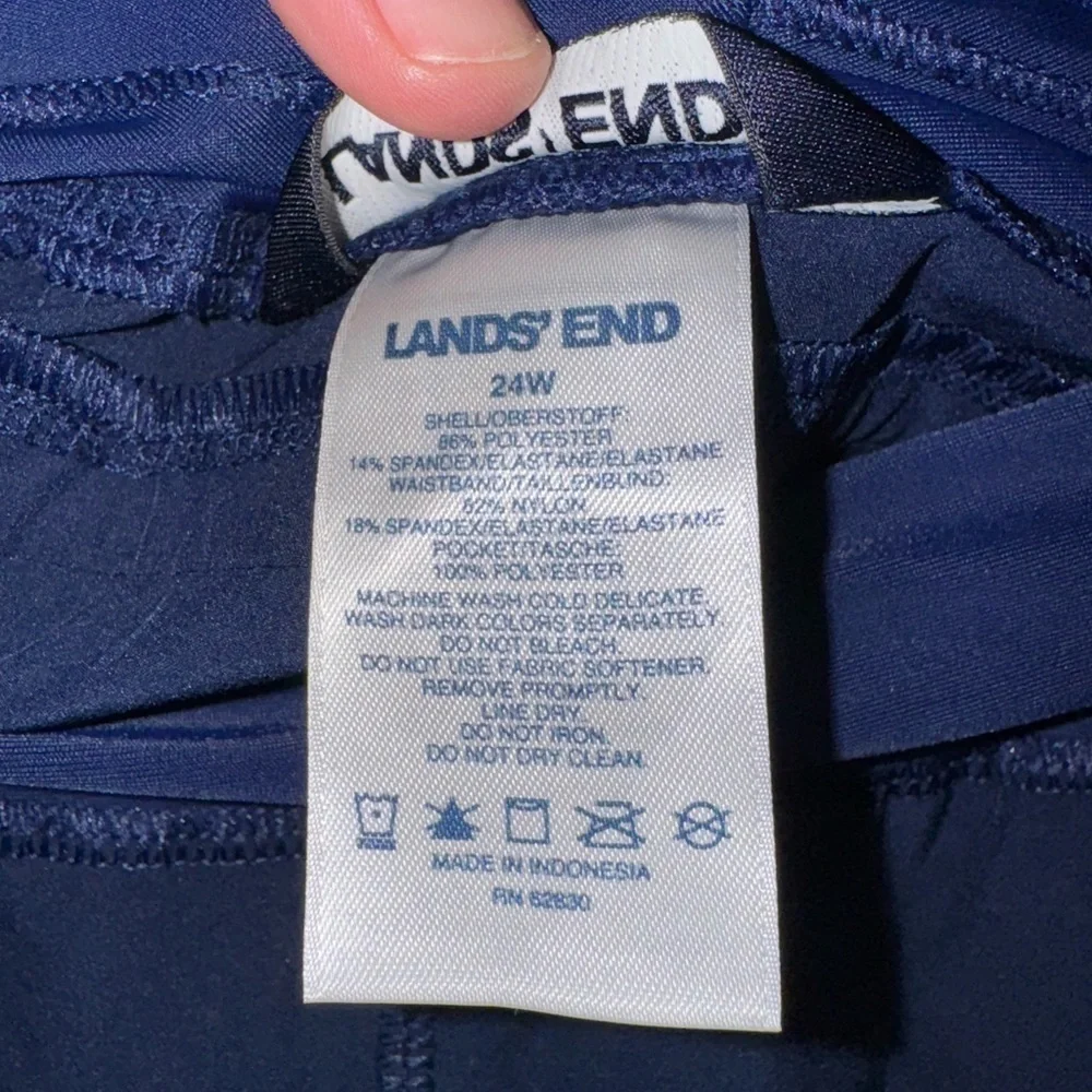 Lands End Ladies Blue Elastic Waistband Shorts Size 24W